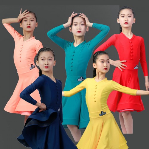 Girls pink blue black wine yellow Latin dance costume latin ballroom dance dresses professional competition practice clothes suit 